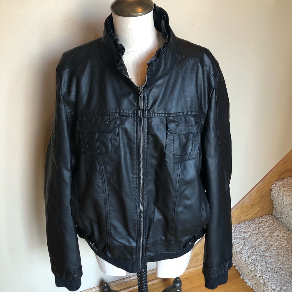Jou Jou black vegan leather moto jacket